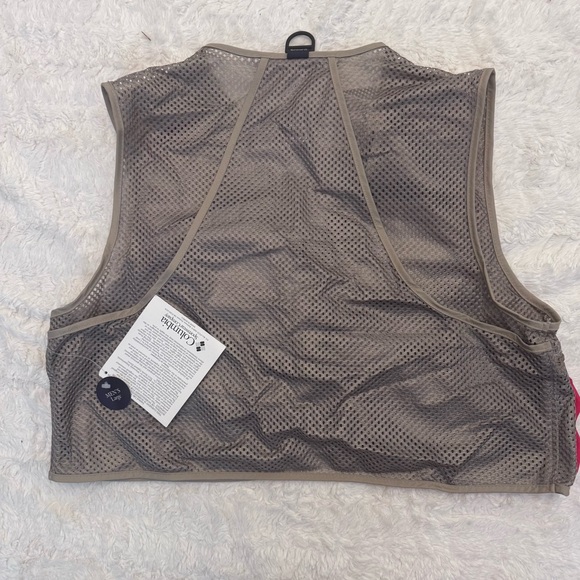 Vintage Columbia Large fly Fishing Vest new with tags red and tanish gray - Picture 2 of 4